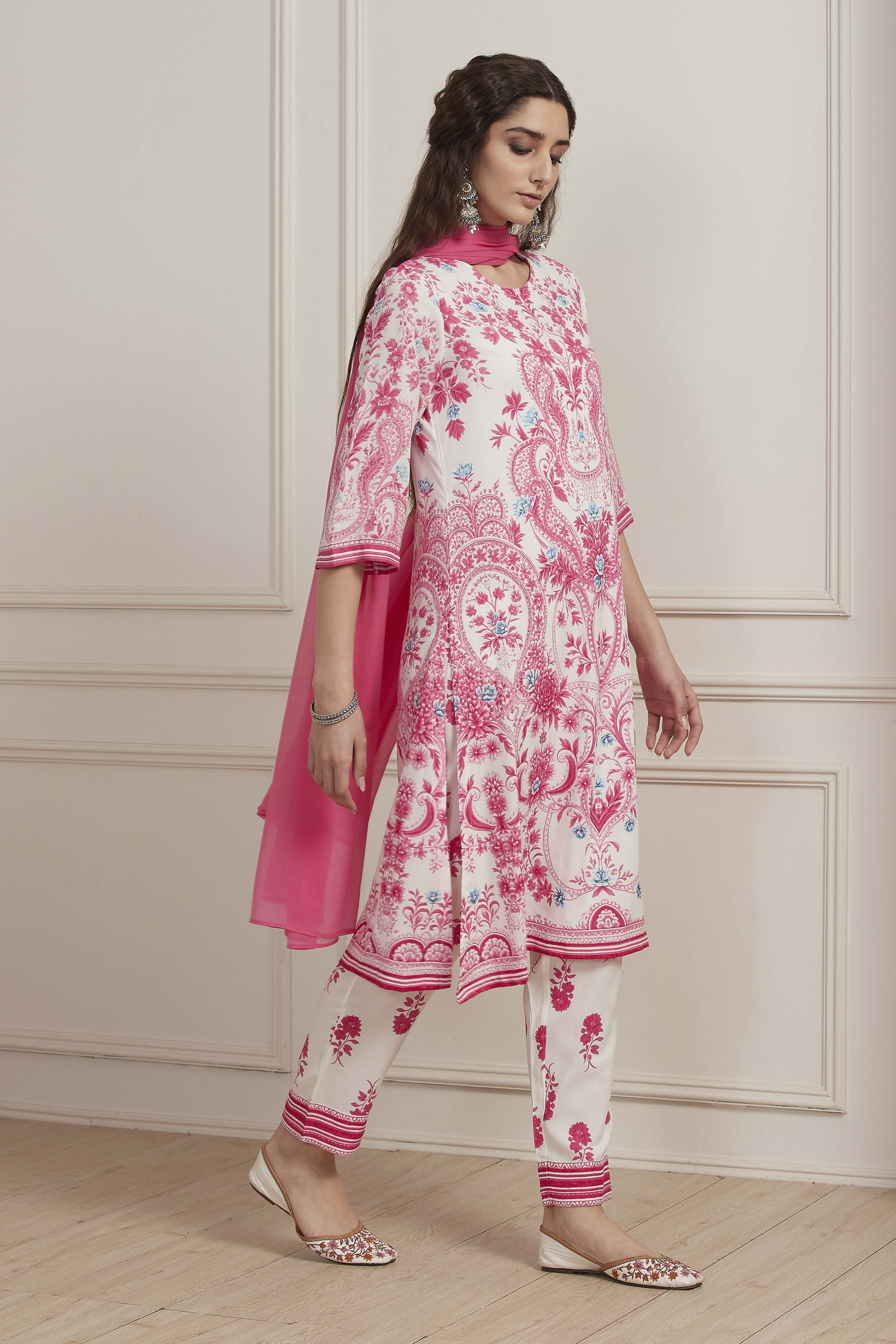 Blue Viscose Rayon Straight Suit Set image number 5