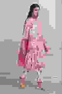 Pink and White Printed Straight Suit Set image number 5