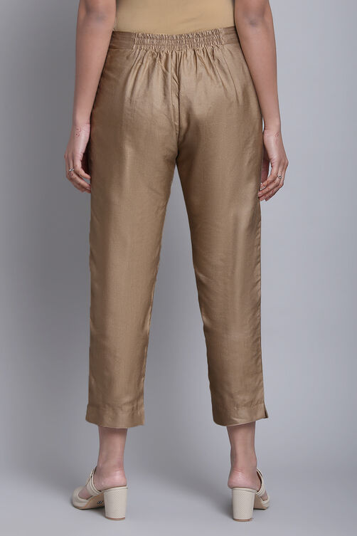Brown Viscose Silk Pants image number 5