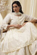 Off-White Cotton Metallic Flared Suit Set image number 1