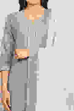 Teal Cotton Unstitched Suit Set image number 2