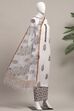 Grey Cotton Hand Block Print Unstitched Suit Set image number 4