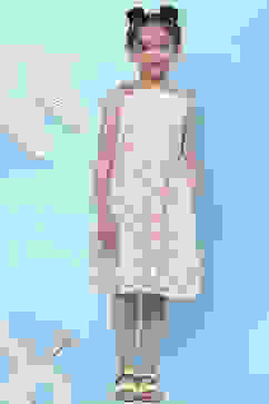 Off White Cotton A-Line Printed Dress image number 0