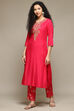 Sap Green Embroidered Straight Kurta Set image number 3