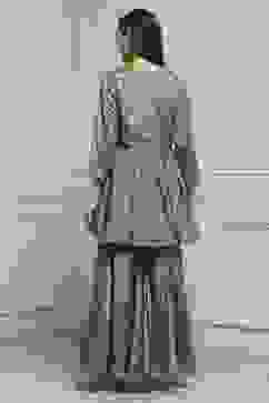 Green Art Silk Gathered Garara Set image number 4