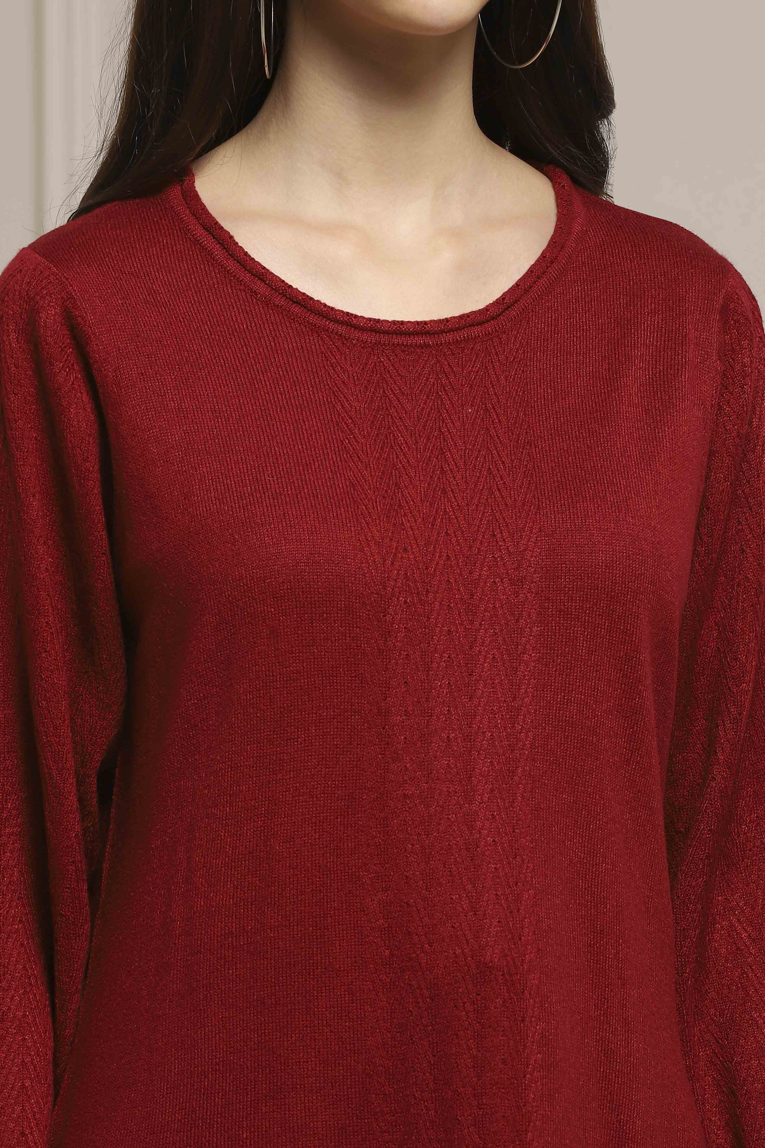 Berry Acrylic Straight Yarndyed Kurta image number 1