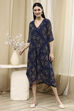 Blue Georgette Printed Asymmetric Dress image number 5