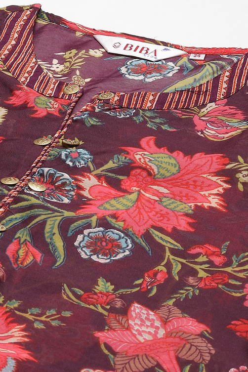 Wine Art Silk Straight Kurta Churidar Suit Set image number 3