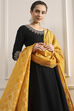 Black Solid Art Silk Anarkali Suit Set