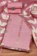Pink Chanderi Blend Printed Embroidered Unstitched Suit Set image number 0