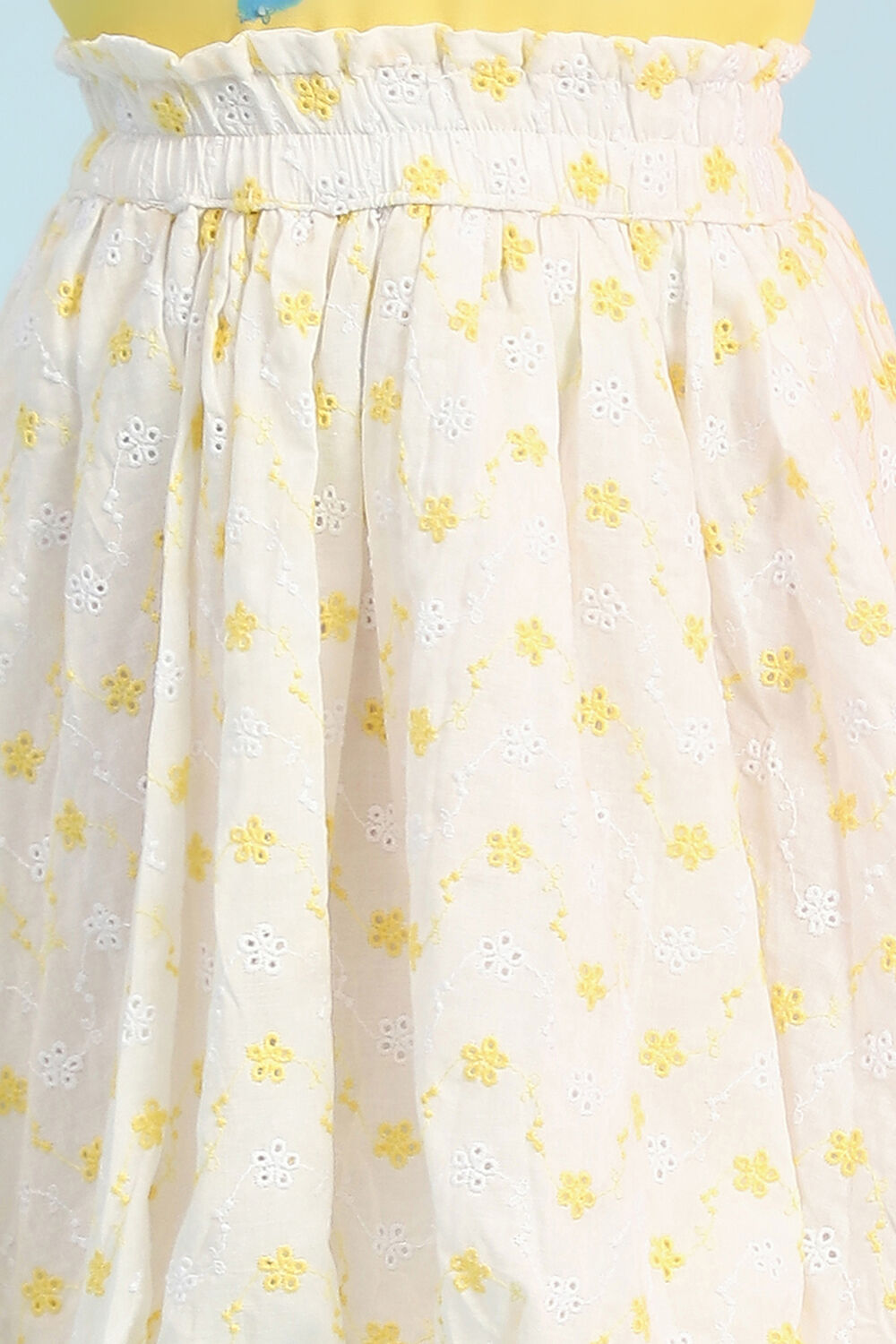 White Cotton Schiffli Skirt image number 1