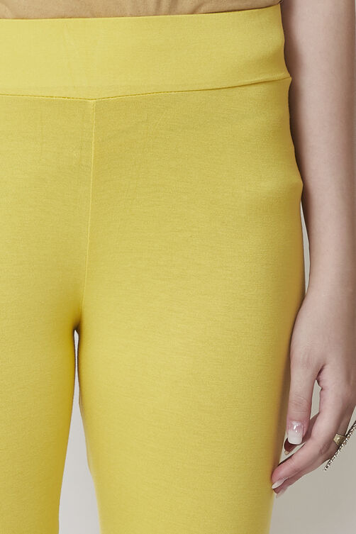 Moss Green Viscose Lycra Solid Leggings image number 1
