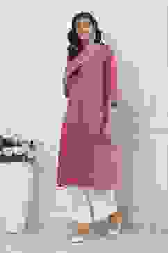 Onion Pink Solid Straight Kurta image number 2