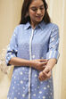 Blue Printed High-Low Short Kurta image number 1
