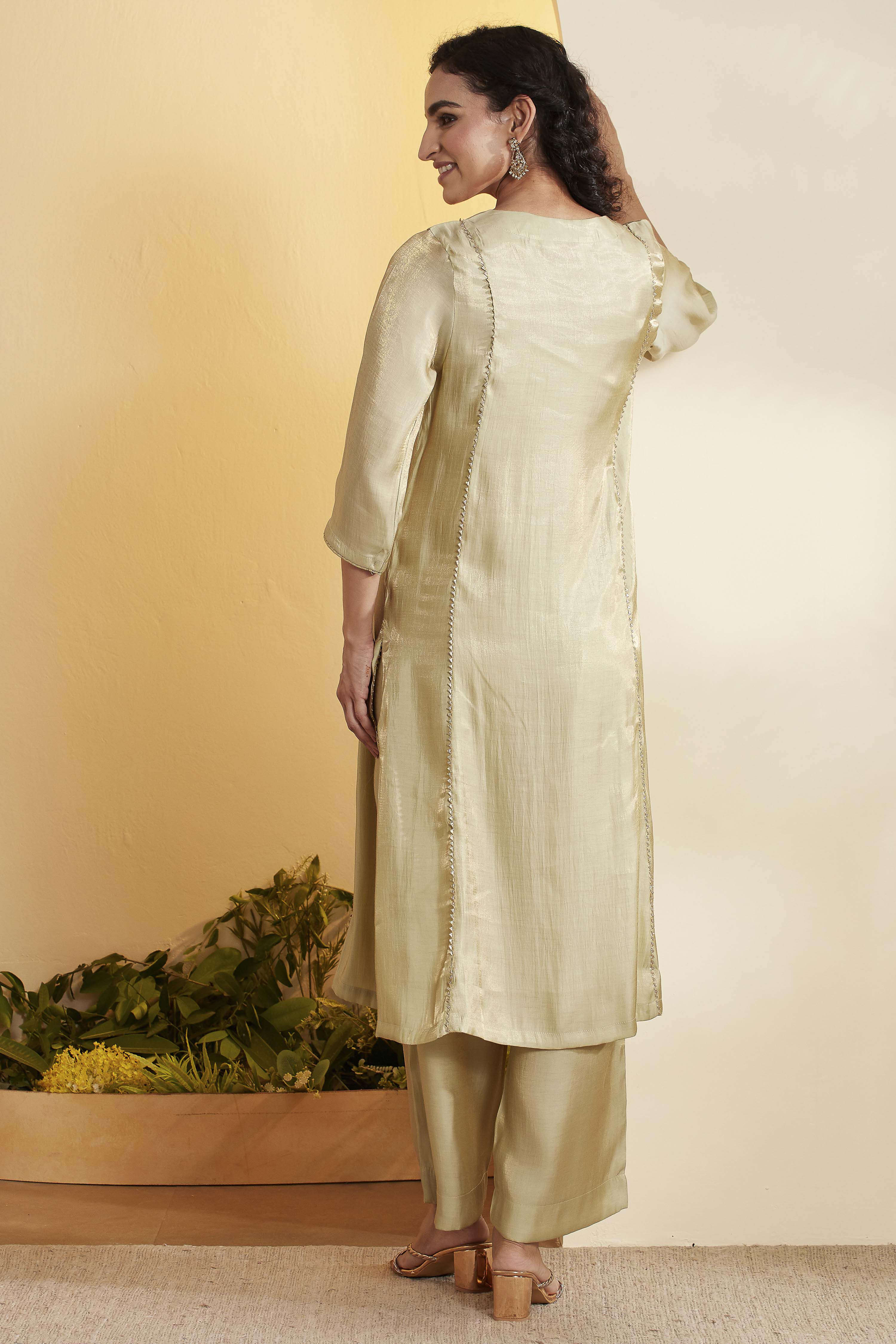 Pista Green Viscose Blend Yoke Design Straight Kurta Set image number 5