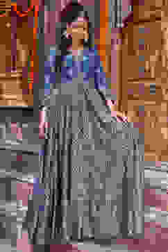 Navy LIVA Straight Printed Dress image number 0