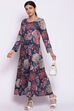 Blue Floral Winter Printed Dress image number 2