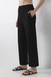 Black Viscose Blend Loose Pants image number 2