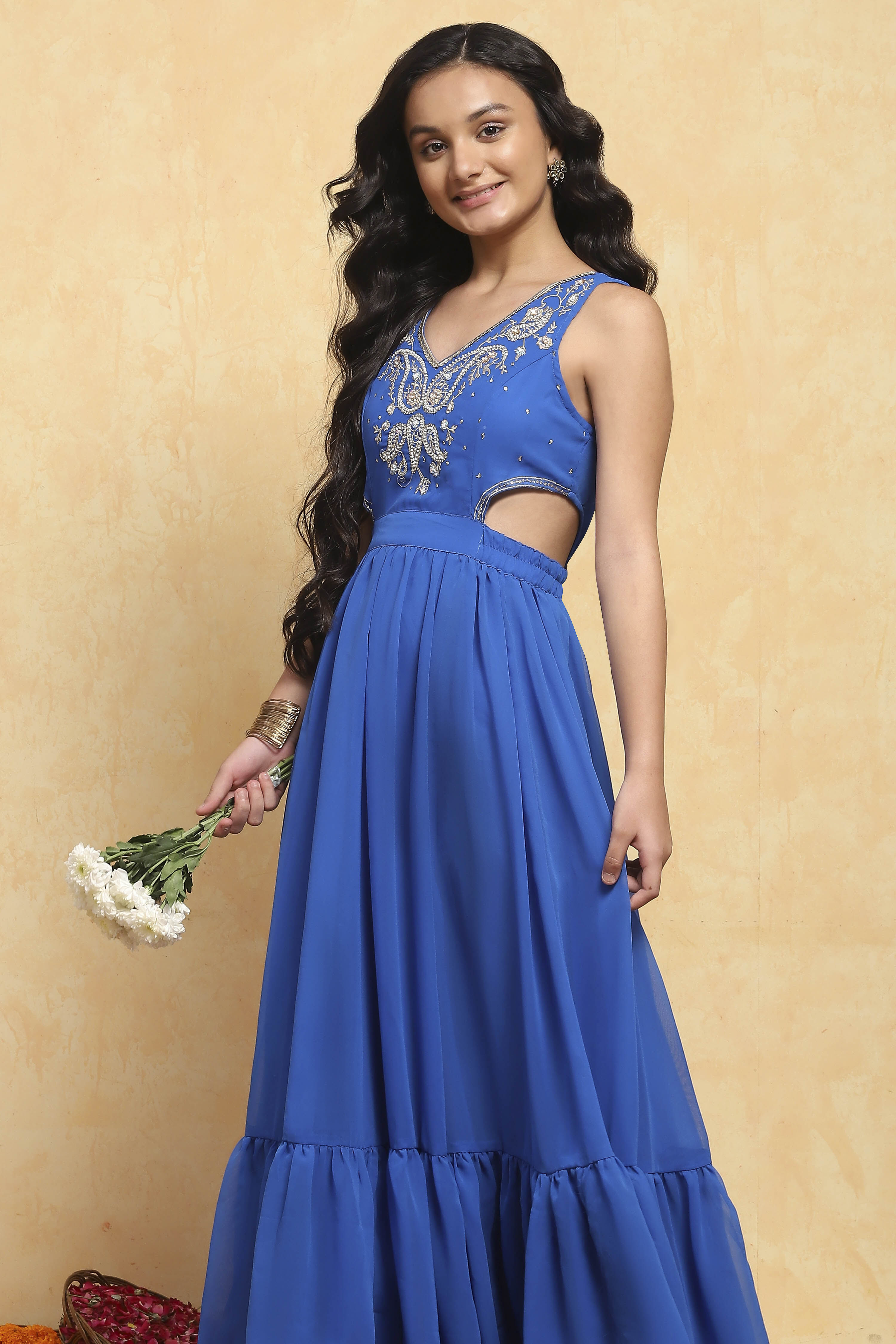 Electric Blue Polyester Dress image number 6