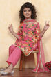 Blue Cotton Straight Printed Suit Set image number 0