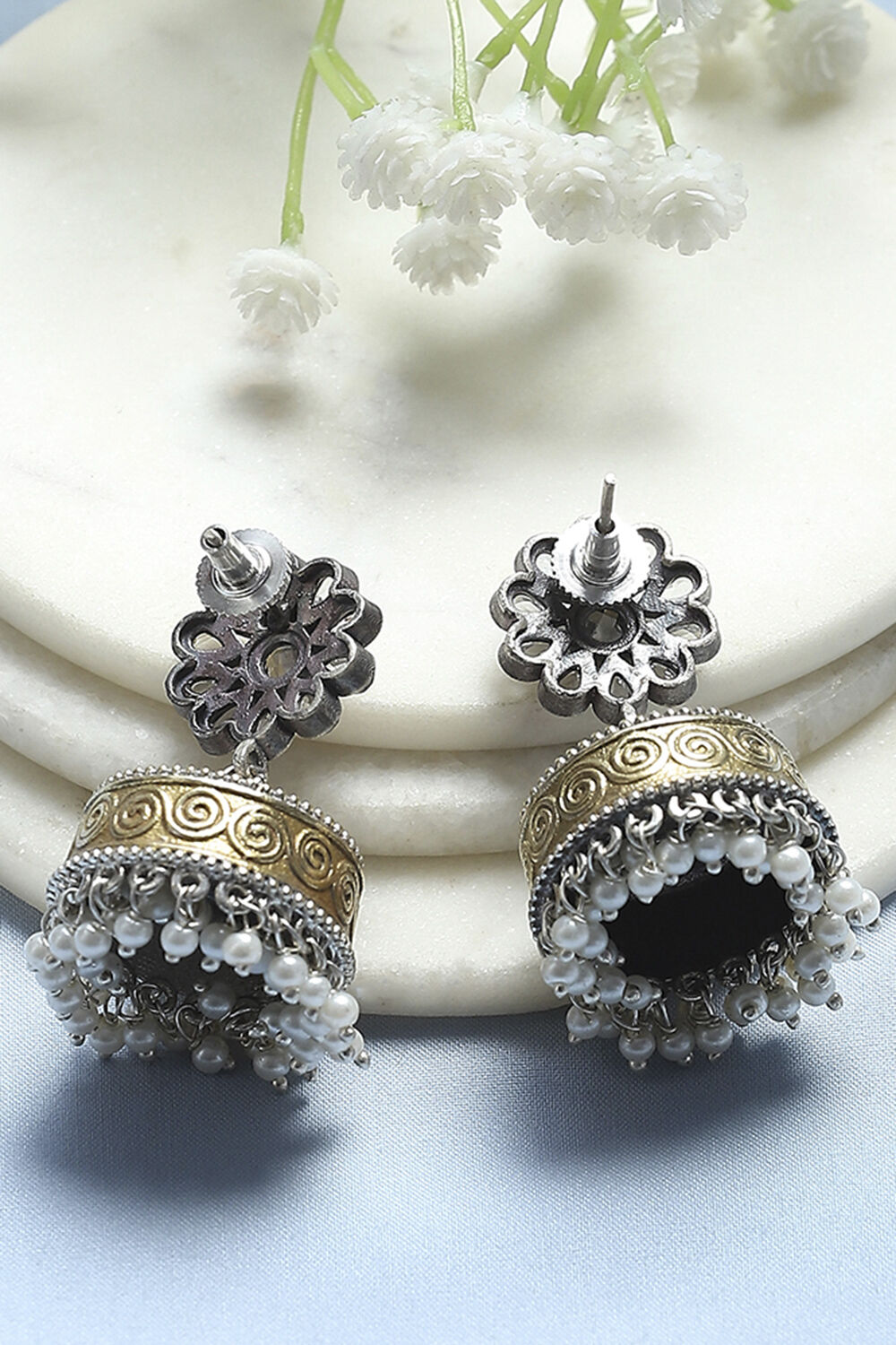 White Brass Jhumka image number 2