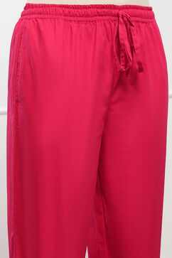 Fuschia Cotton Solid Pant image number 1