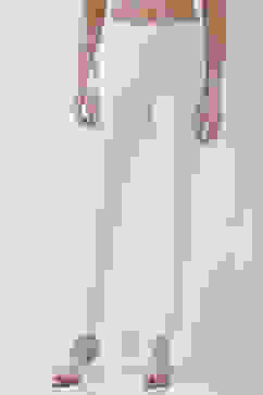 White Solid Cotton Lycra Straight Pants image number 4