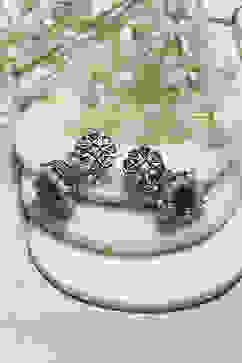 Multi-coloured Oxidised Navratan Jhumkas image number 0