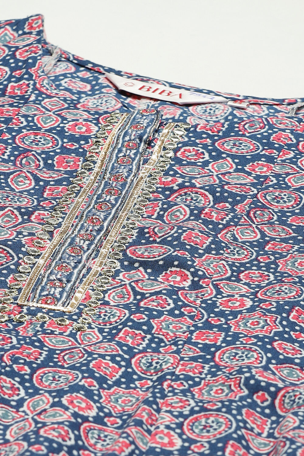 Indigo LIVA Straight Kurta Pant Suit Set image number 1