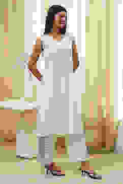 Off-White Pure Cotton Printed A-line Kurta Set image number 7