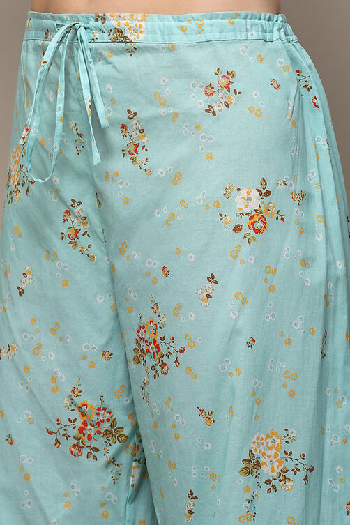 Mint Cambric Straight Kurta Palazzo Suit Set image number 2