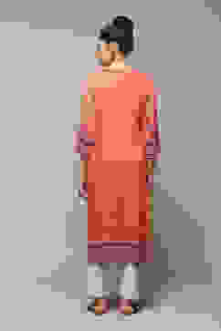 Coral Polyester Straight Printed Kurta image number 5