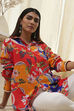 Orange Cotton Floral High-Low Shirt image number 0