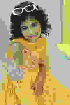 Yellow Cotton Printed Regular Lehenga Set image number 6