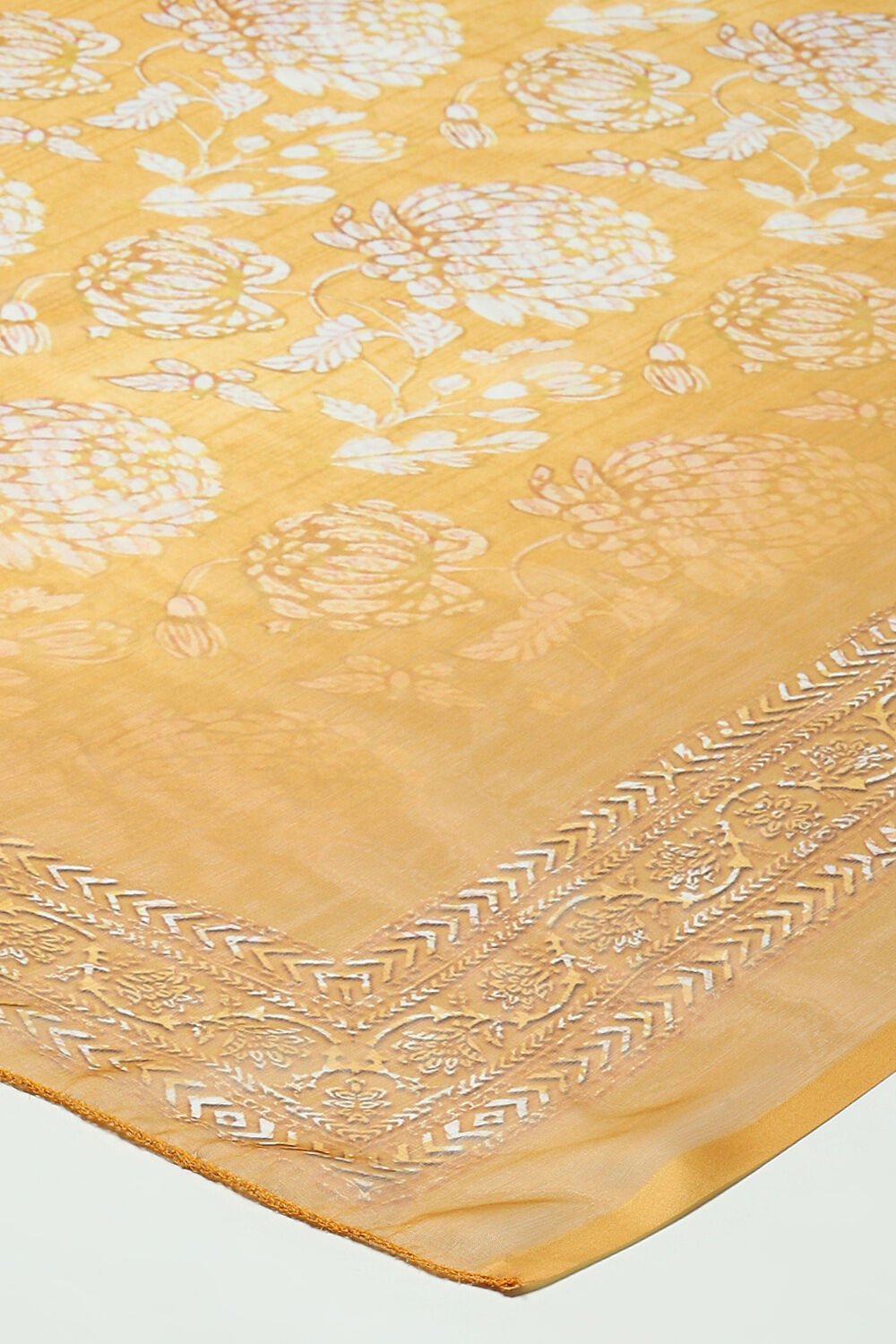 Mustard Cotton Blend Digital Print Unstitched Suit Set image number 4