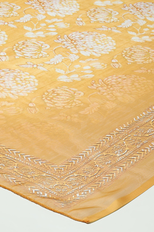 Mustard Cotton Blend Digital Print Unstitched Suit Set image number 4