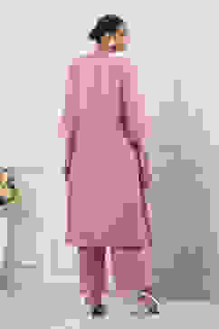 Pink Schiffli Embroidery Straight Suit Set image number 3