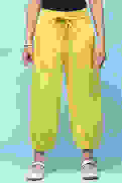 Yellow Cotton Twill Jogger Pants image number 5