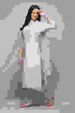 Light Blue Chanderi Blend Printed Unstitched Suit Set image number 1