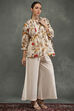 Cream-Colored Silk Chanderi Floral Printed Gathered Co-ord Set image number 5