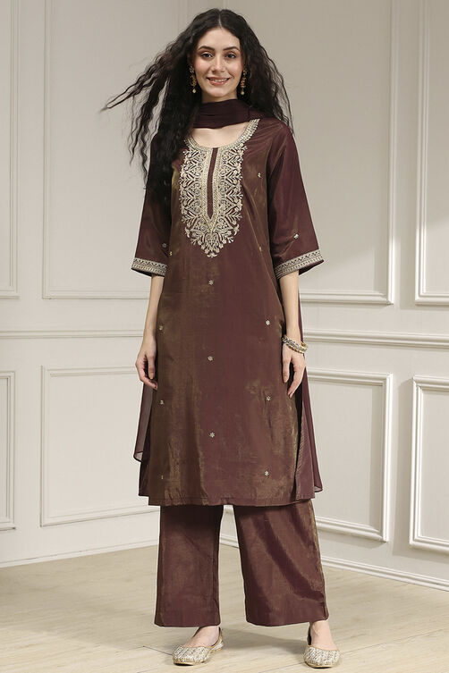 Green Viscose Rayon Straight Solid Suit Set image number 6