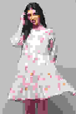 White Cotton A-Line Dress image number 5