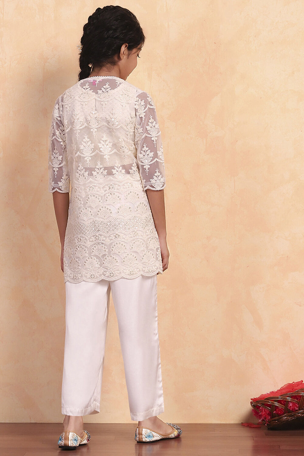 Ivory Viscose Blend Straight Kurta Set image number 4