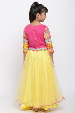 Pink And Yellow Lehenga Set image number 5
