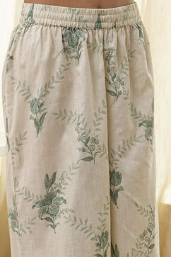 Green Cotton Floral Strappy Straight Kurta Set image number 2
