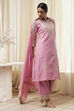 Powder Pink Embroidered Straight Suit Set image number 5