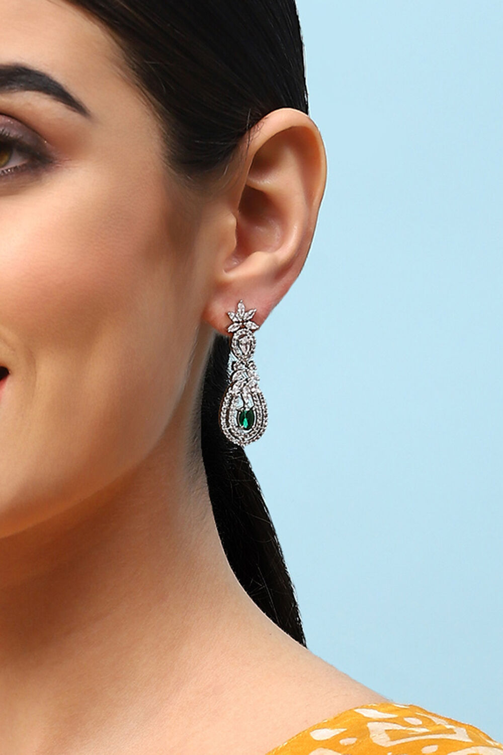 Green Brass Earrings image number 1