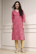 Beige Cotton Printed Straight Kurta image number 4