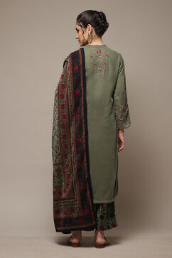 Jade Green Art Silk Straight Kurta Palazzo Suit Set image number 2