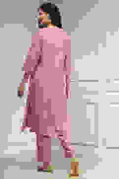 Pink Embroidered Straight Suit Set image number 4